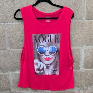 On Fire Red Ladies Vogue Graphic Muscle Tee, XL